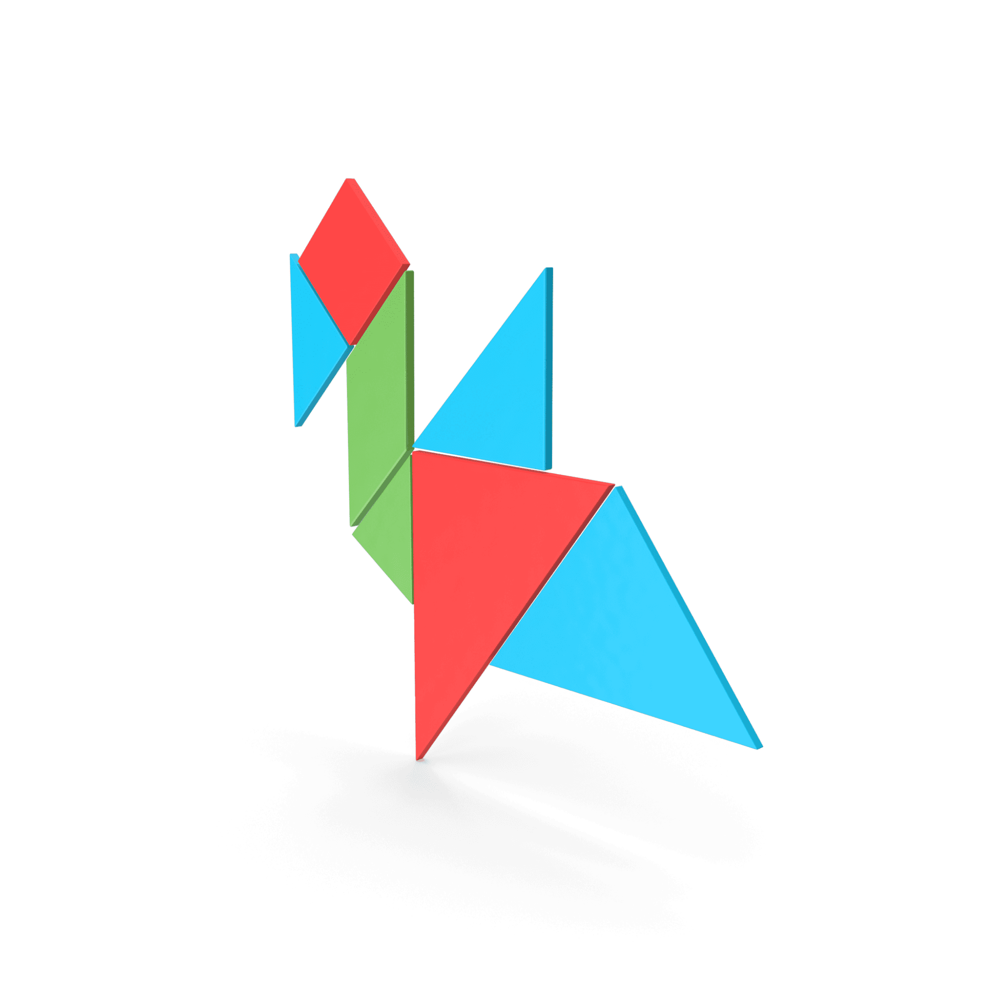 renkli ve tangram parçalarından oluşan kuş sembolü