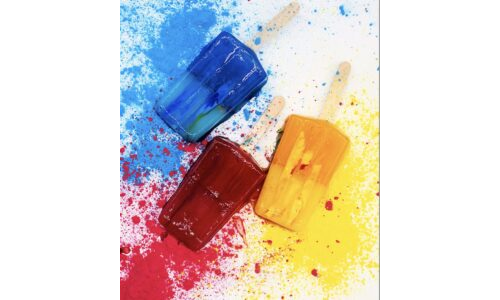 Renkli Buzlarla Kardan Adam Kolaj Çalışması